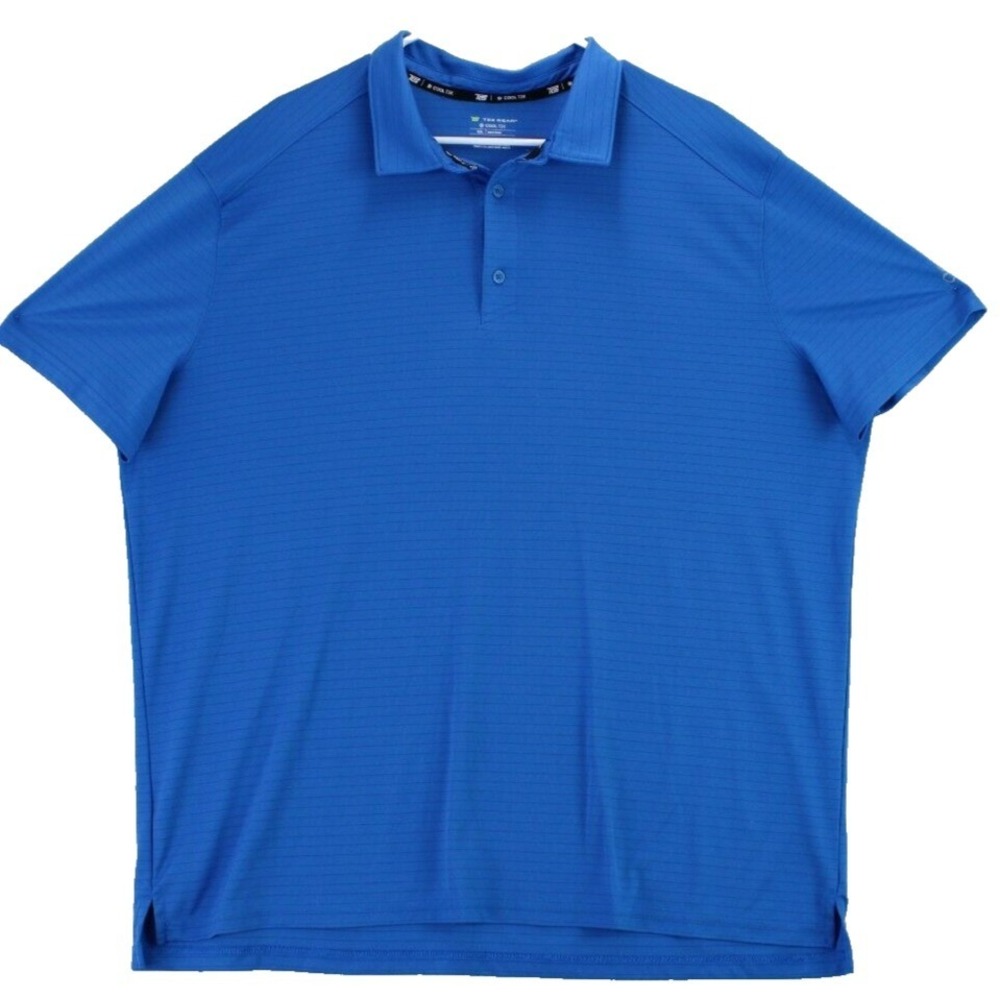 TEK‎ GEAR Mens XXL Blue Cool Tek Striped Performance Polo Shirt Short Sleeve